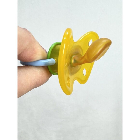 Vintage Playtex Latex Ortho-Pro Pacifier Binky Lot Of 2 Blue Green Yellow NEW - Picture 2 of 7